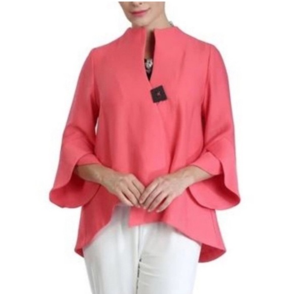 IC By Connie K Tops - Women’s IC by Connie K Art to Wear Coral Ribbed Button Asymmetric Top Size XL